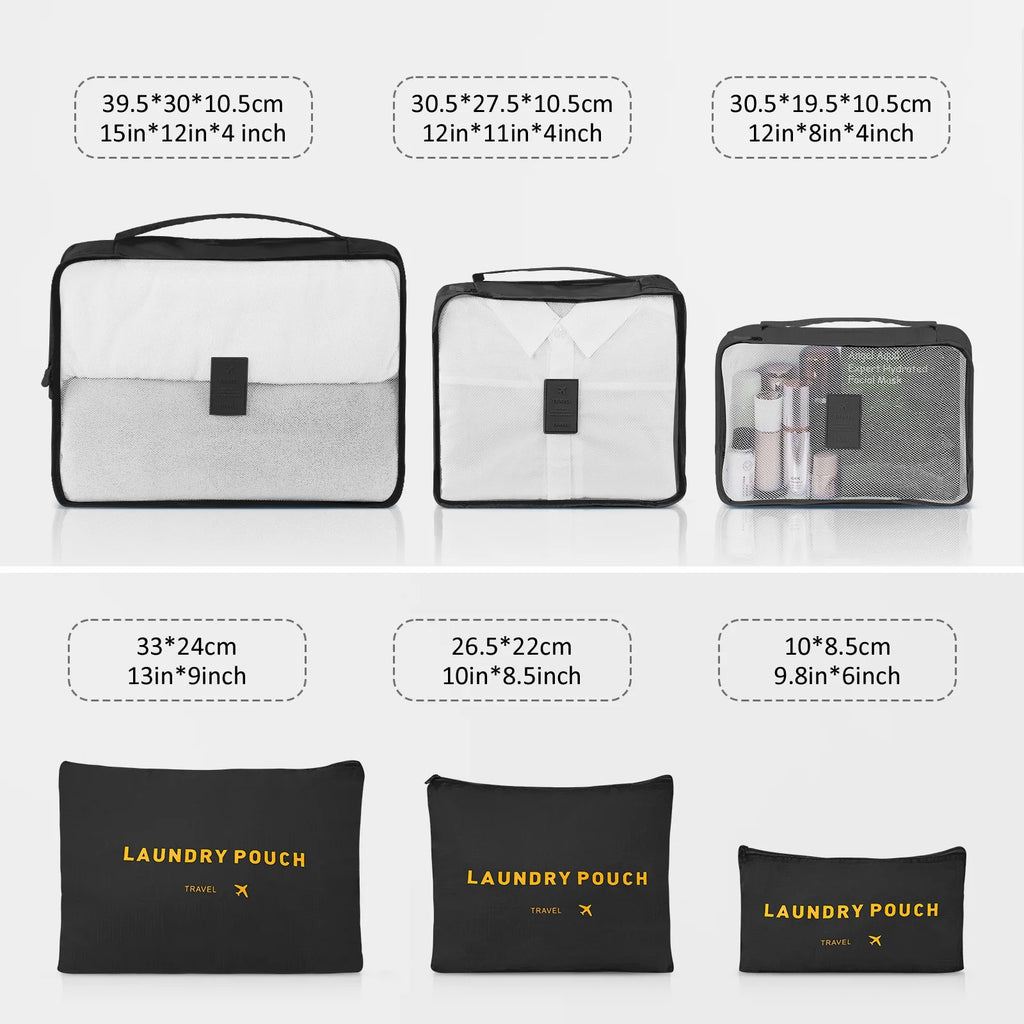 9 Piece Luggage Sets, Hard 20 24 28 inch Luggage with 6 Pieces Organize Bags Travel Suitcases Sets with Wheels, Rose