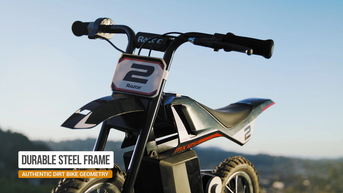 Razor Dirt Rocket MX125 Electric-Powered Dirt Bike - Black with Decal Included, for Child 5+