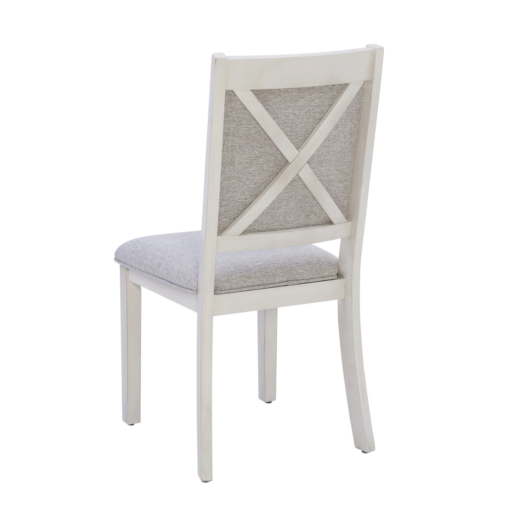 Powell Drew 7-Piece Farmhouse Acacia Dining Table with Chairs, White/Gray