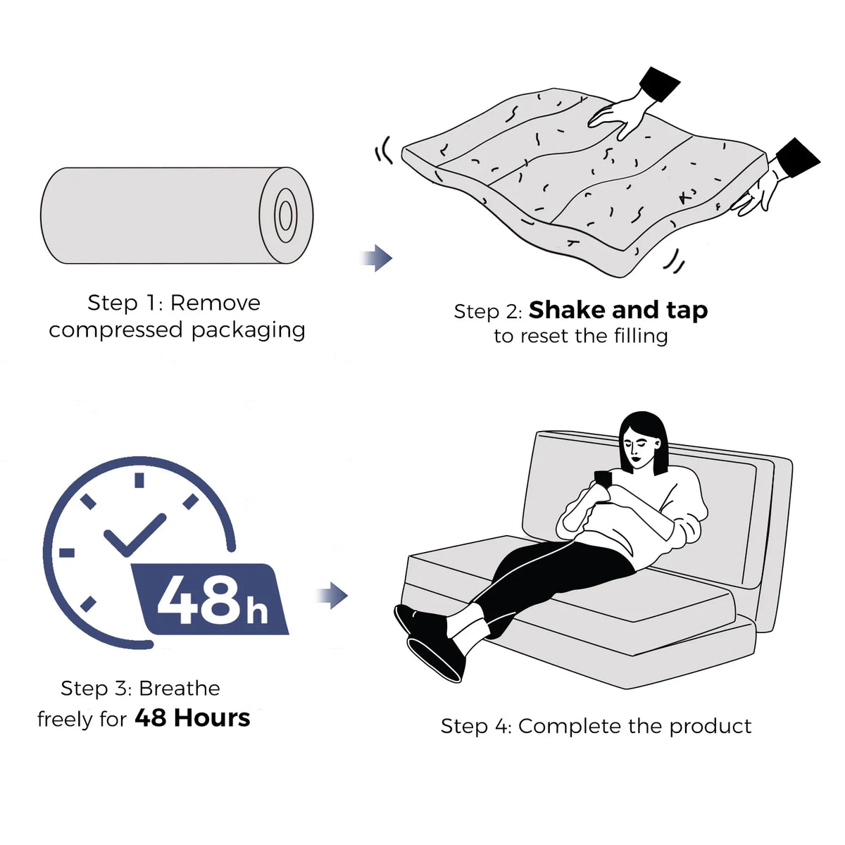 Folding Sofa Bed,Extra Thick and Long Fluffy 4 Position Convertible Flip Lounge Chair,Foam Filling Folding Matress Sofa Bean Bag with Washable Cover,Grey,39x95 Inch
