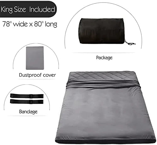 Japanese Floor Futon Mattress King Size, Floor Bed for Adults, Roll Up Folding Mattress, Diamond Patterned Japanese Futon Bed, Dark Grey