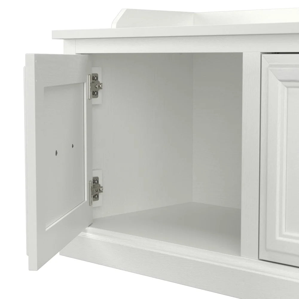 Woodland 40W Hall Tree and Shoe Bench with Shelves in Gray - Engineered Wood