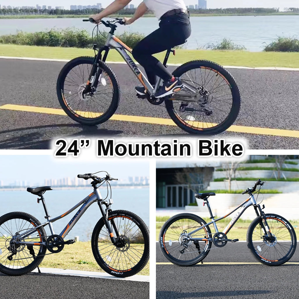 iYofe 24 Inch Kids Mountain Bikes for Girls and Boys, Shimano 7-Speed Girls Mountain Bike for 9-12 Years Old, Pink