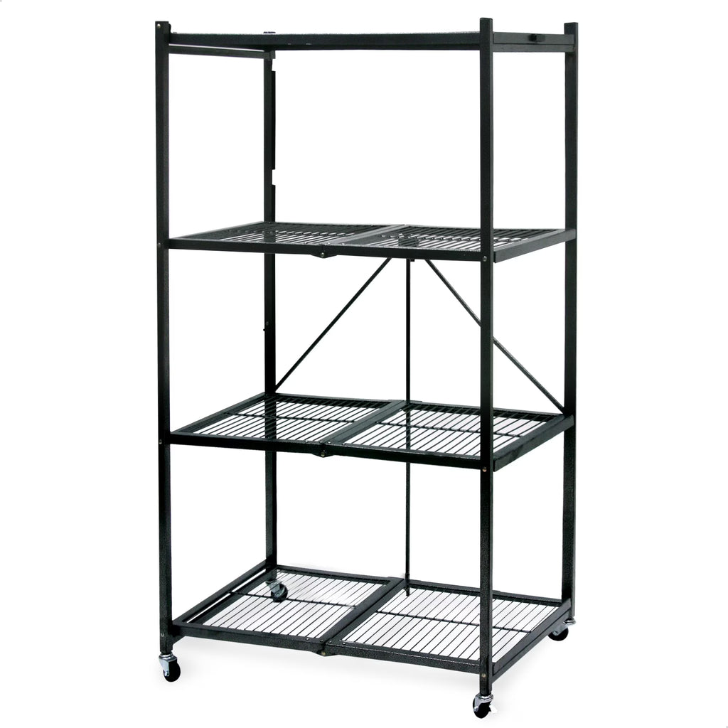 Origami 2-Pack R5 Series Heavy-Duty 4-Tier Foldable Steel Shelf, Pewter