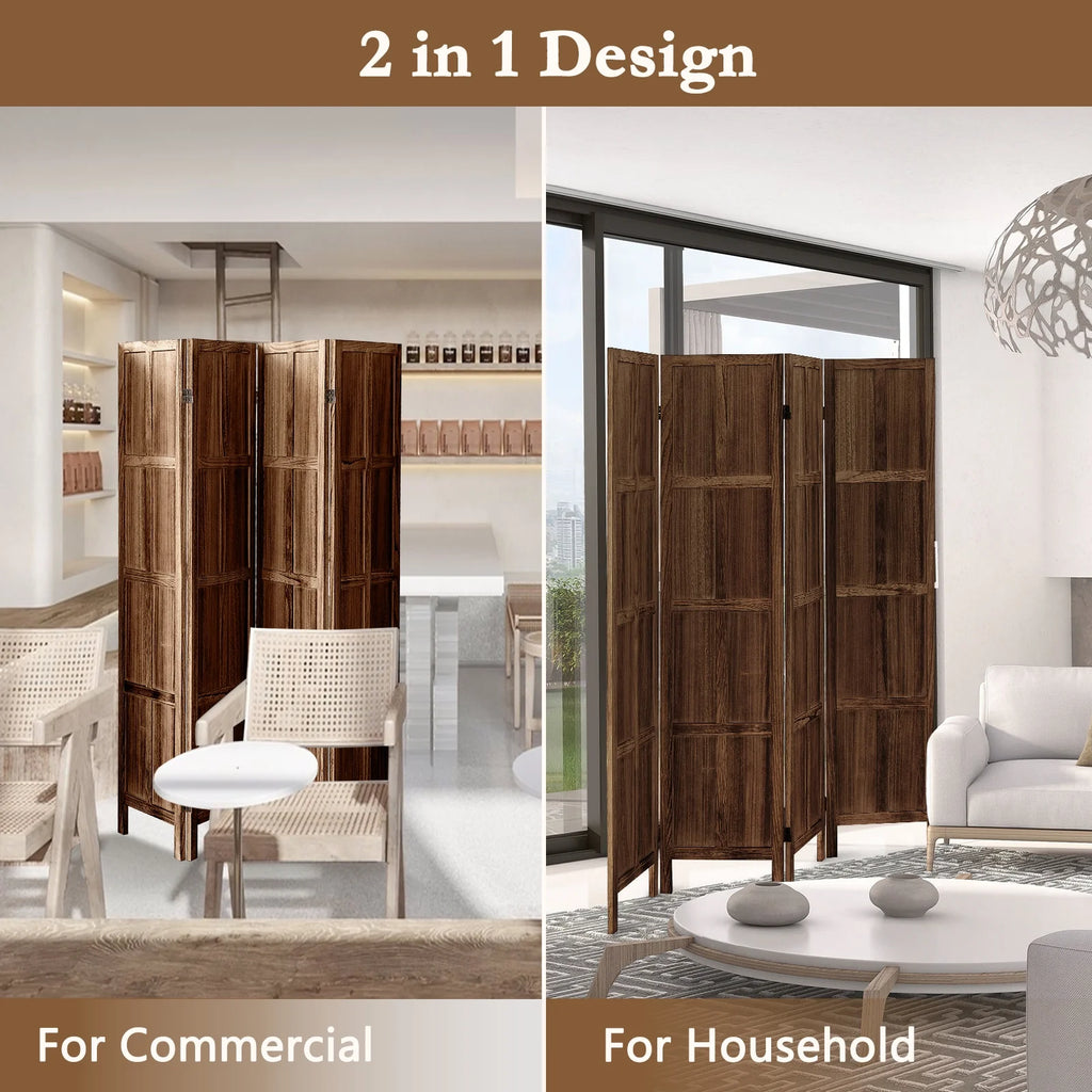 Aletheiawu 4 Panel Room Divider Wall and Folding Privacy Screens��No Installation Required��White