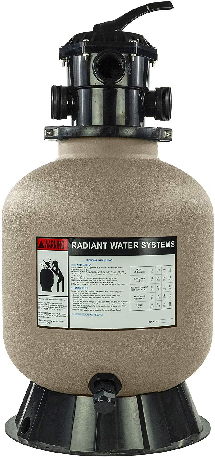 Rx Clear Radiant 22" Sand Filter with 6 Position Valve for Above-ground Swimming Pools