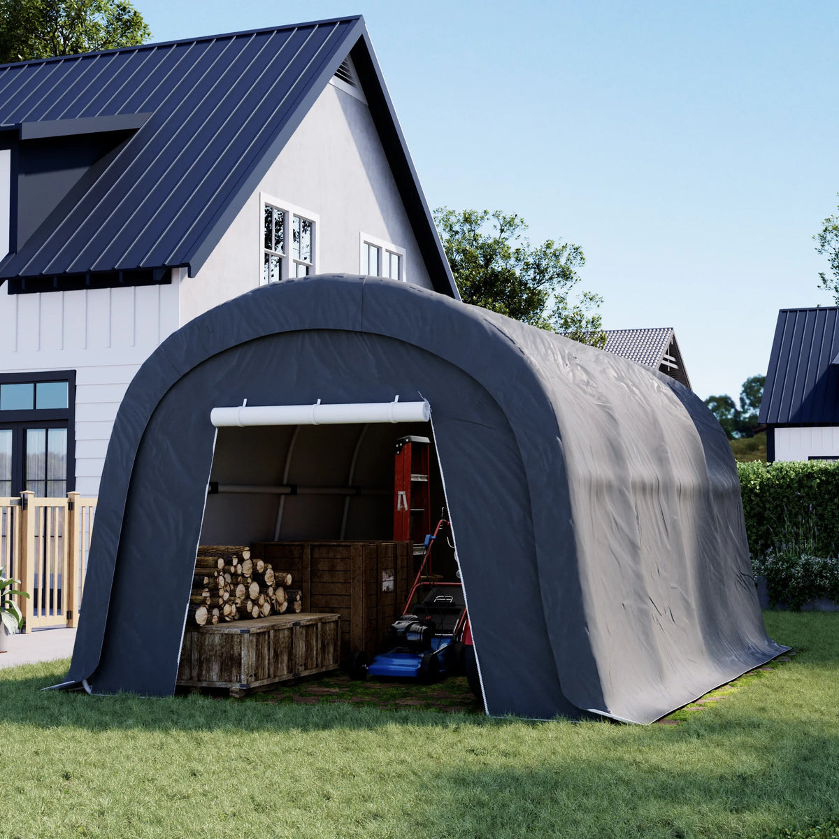 COSIEST 10'x20'Heavy Duty Carport ,Portable Outdoor Canopy Garage with Waterproof PE Roof and Steel Frame