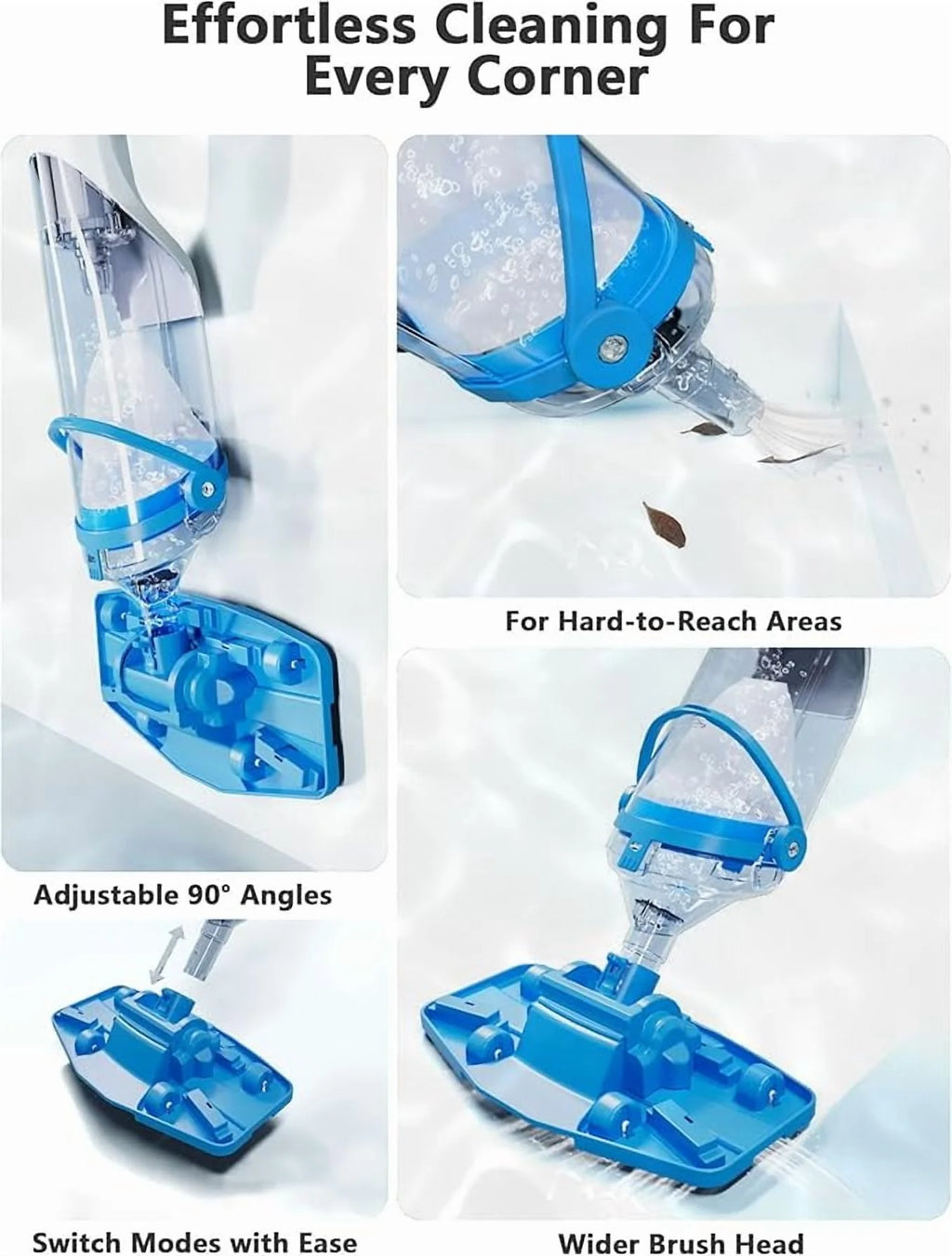 LANCHEZ Cordless Pool Vacuum with Strong Suction, Handheld Rechargeable Swimming Pool Cleaner with Powerful Suction up to 17.5 GPM for Inground and Above Ground Pools, Hot Tubs