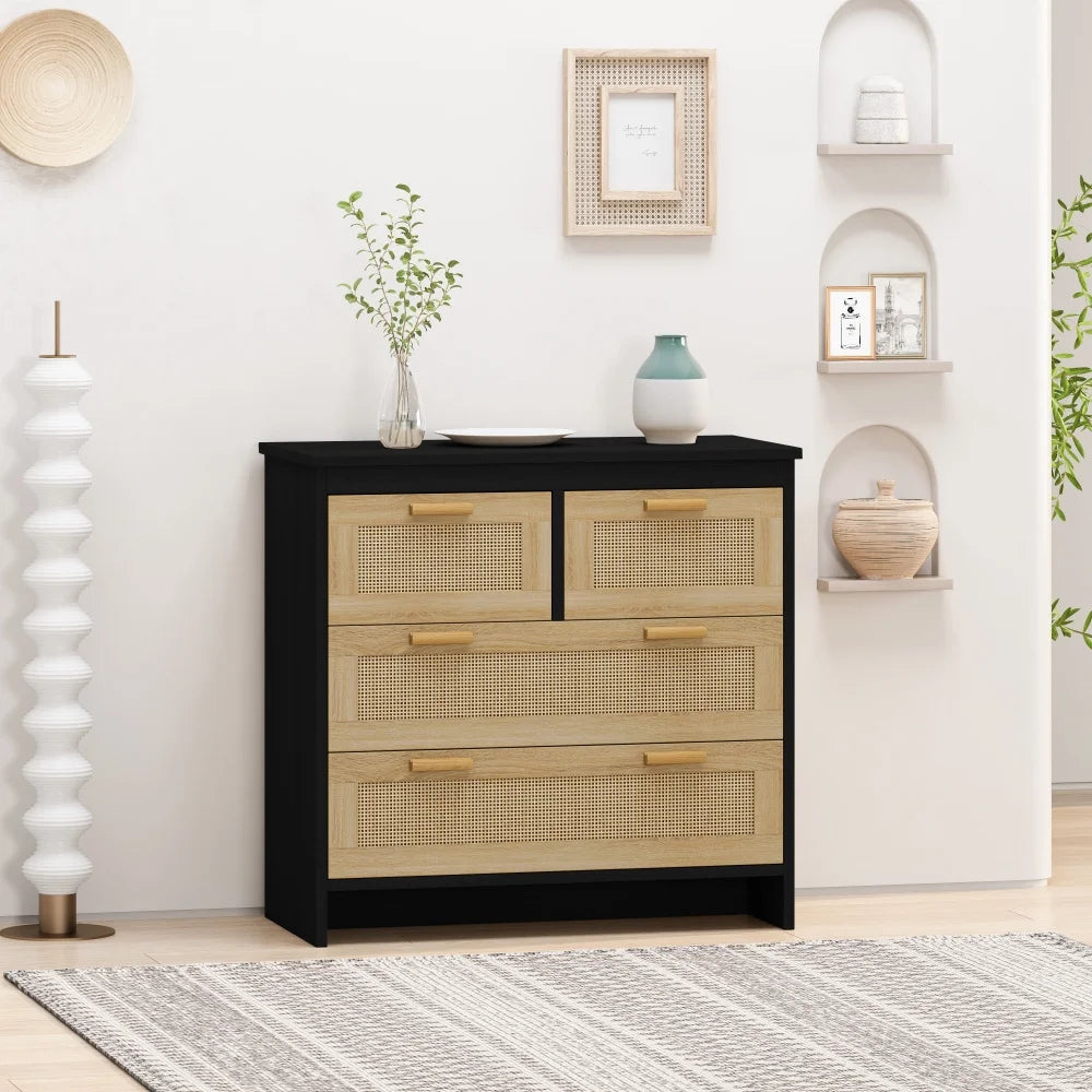 Tcbosik 4-Drawers Dresser, 31.5" Storage Chest of Drawers for Bedroom, Easy to Assemble, Natural