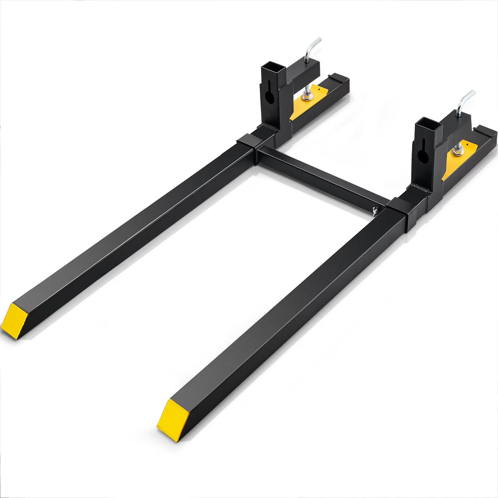 BENTISM Pallet Forks, 4000 lbs Clamp on Tractor Bucket Forks, 60" Total Length Heavy Duty Pallet Forks with Adjustable Stabilizer Bar