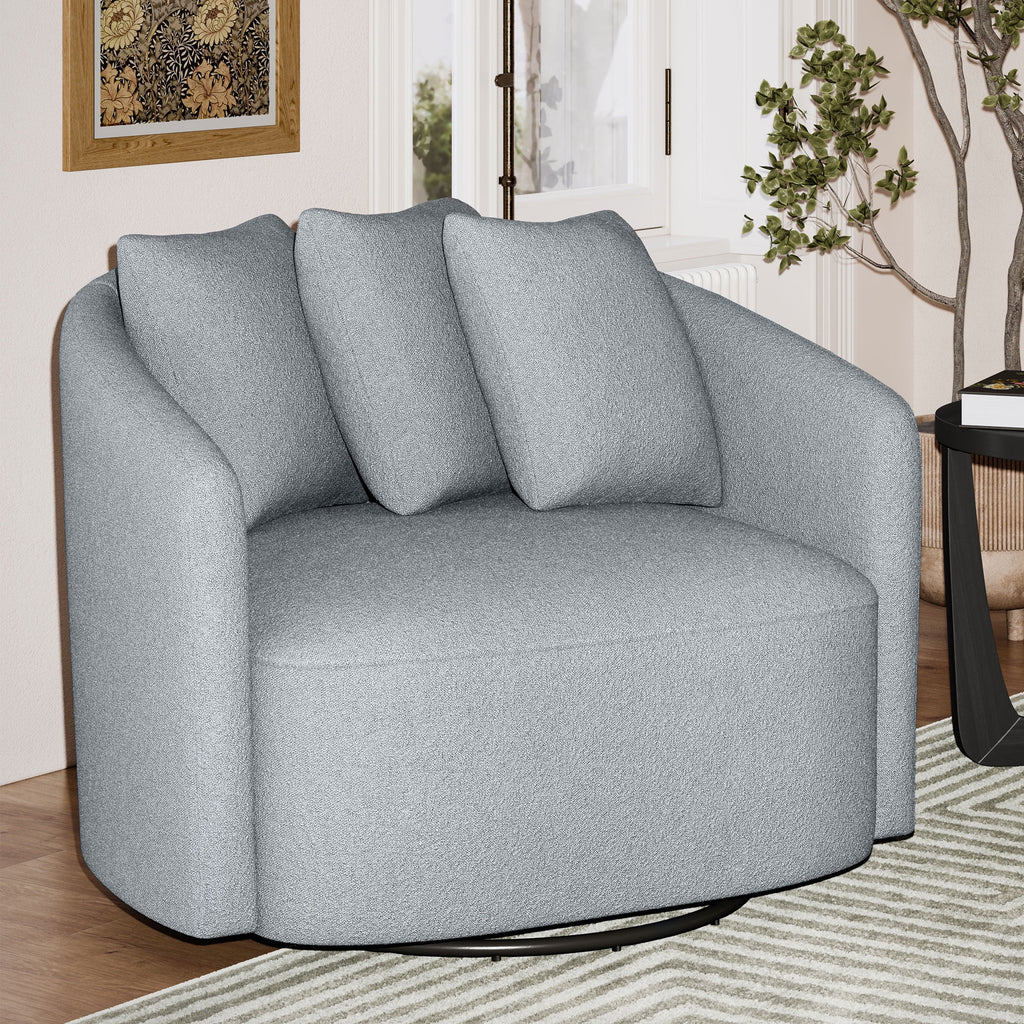 Beautiful Drew Accent Chair by Drew Barrymore, Cream Boucle