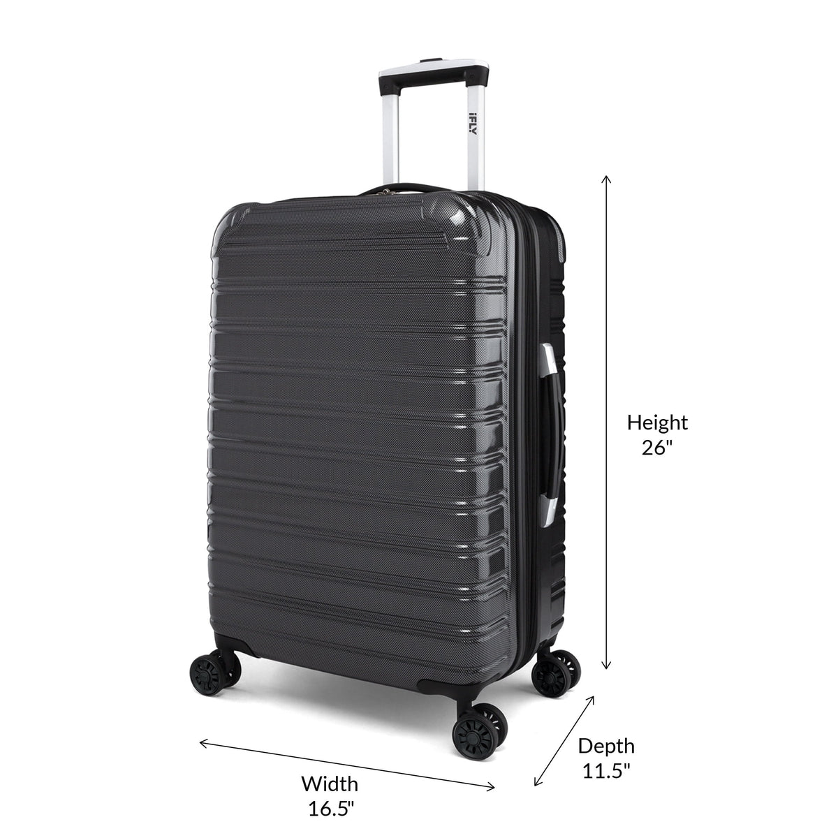 iFLY Hardside Fibertech 3.0 2 Piece Set, 20" Carry-on and 28" Checked Luggage, Gadget Gray