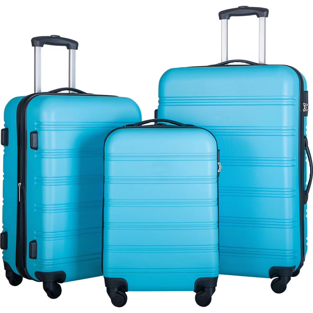 Tcbosik Luggage Sets, 3 Piece Set Hardside Suitcases with Spinner Wheels, 20/24/28 Travel Luggage Lightweight, Dark Blue