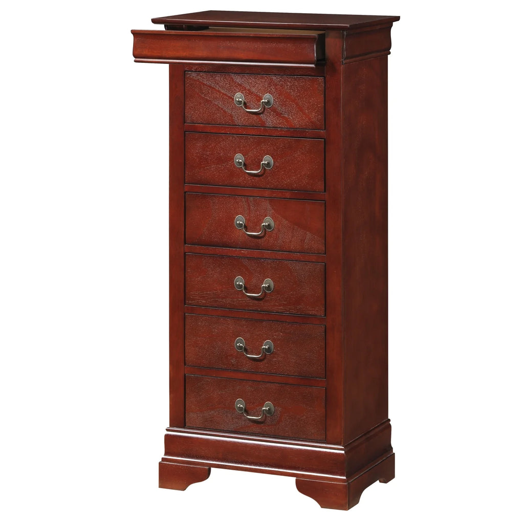 Glory Furniture Louis Phillipe 7 Drawer Lingerie Chest in Cherry