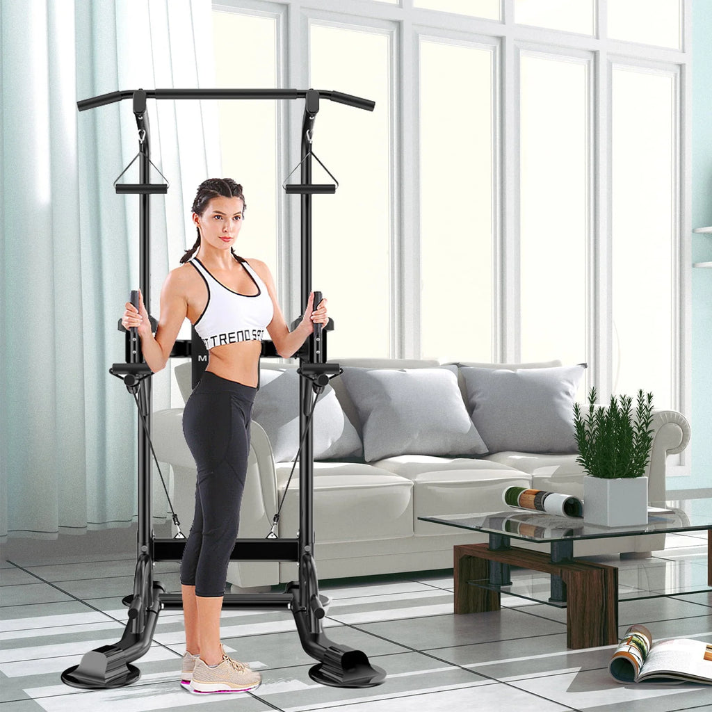 Tappio Multifunction Power Tower Dip Bar Station Pull Up Bar Stand for Home Gym, Adjustable Strength Training Fitness Equipment with Backrest,400lb Capacity