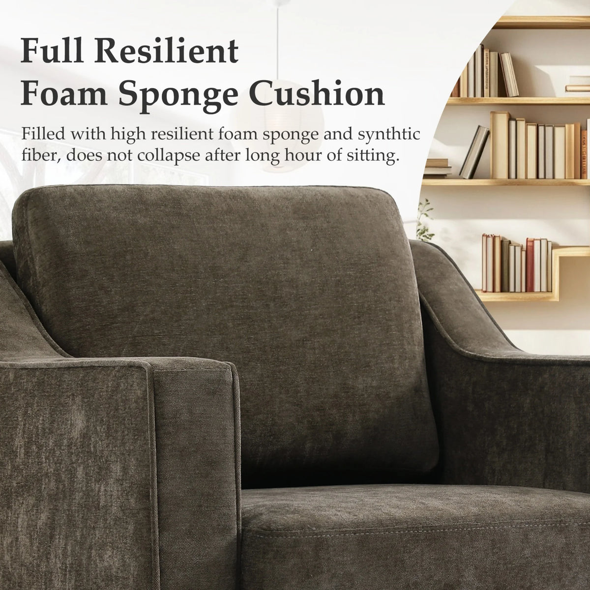 Swivel Accent Chair for Living Room, Modern Upholstered Barrel Arm Chair with Plump Back Pillow, Comfy Club Sofa Reading Chair for Adults (Chenille Navy, Set of 1)