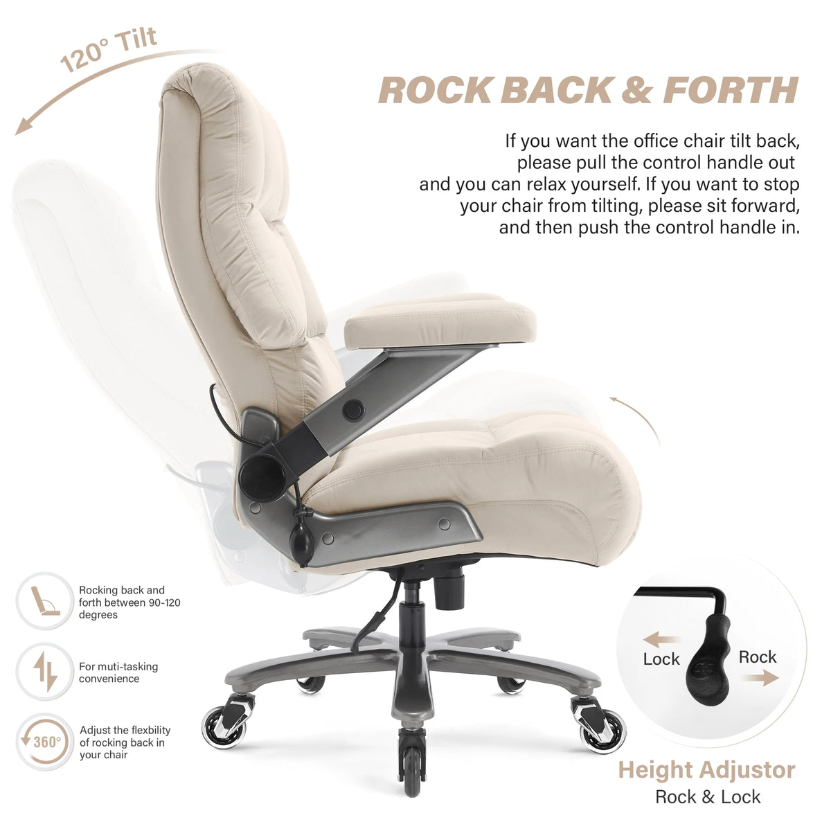 Big and Tall 700lbs Office Chair, Ultra-Soft Fabric Executive Desk Chair, Ergonomic Computer Chair with 3D Flip Up Arms, Adjustable Lumbar Support, Heavy Duty Metal Base and Quiet Rubber Wheel, Black