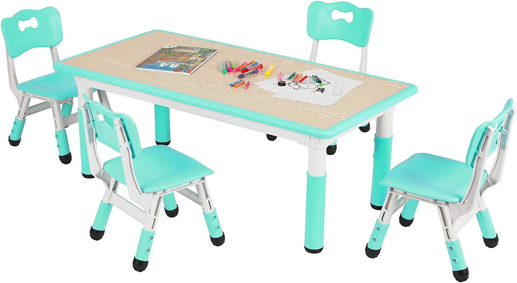 Arlopu Toddler Table and Chair Set Height Adjustable, Kids Activity Table for Reading, Drawing, Eating, Studying, Max 220lbs