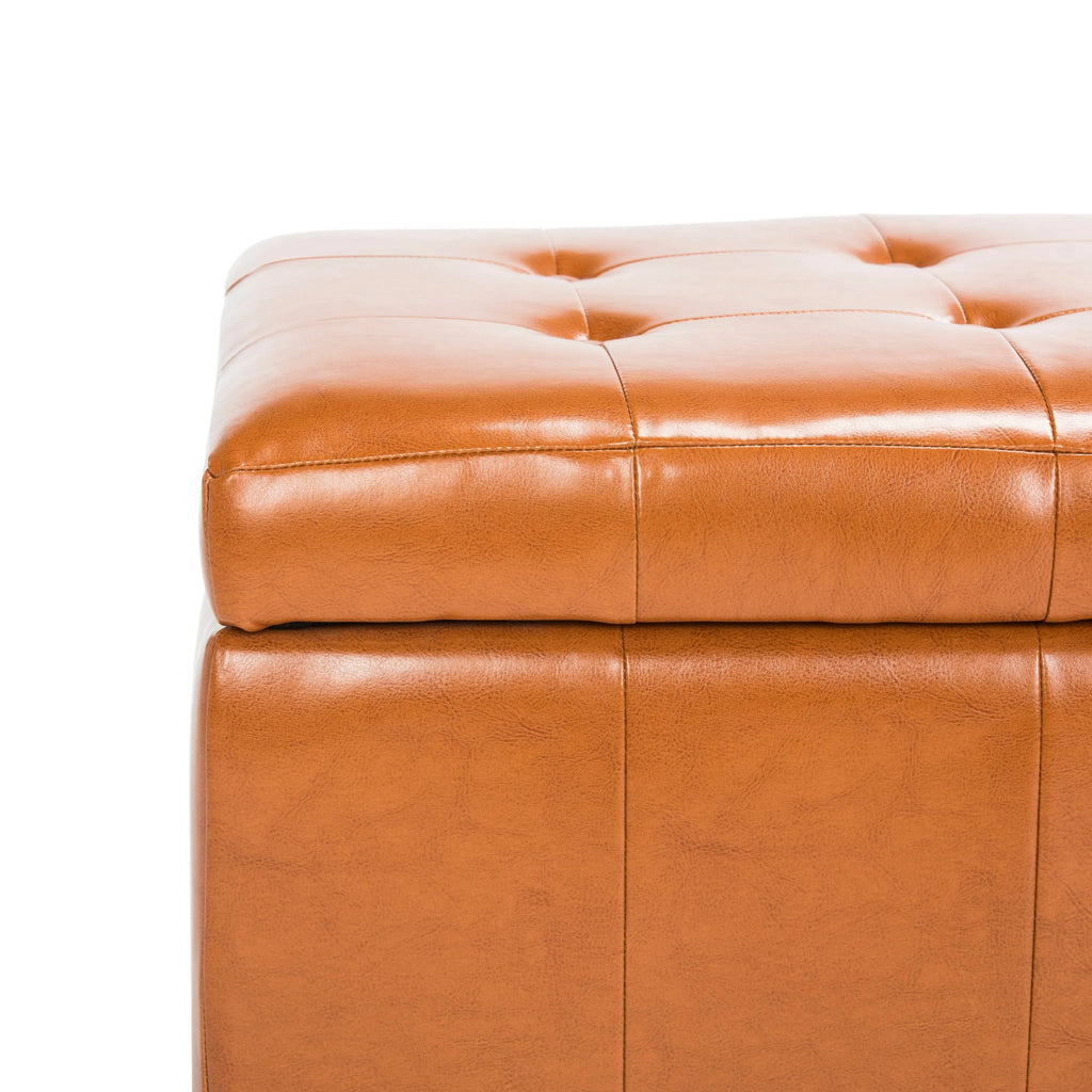 SAFAVIEH Large Manhattan Rustic Tufted Storage Bench, Brown