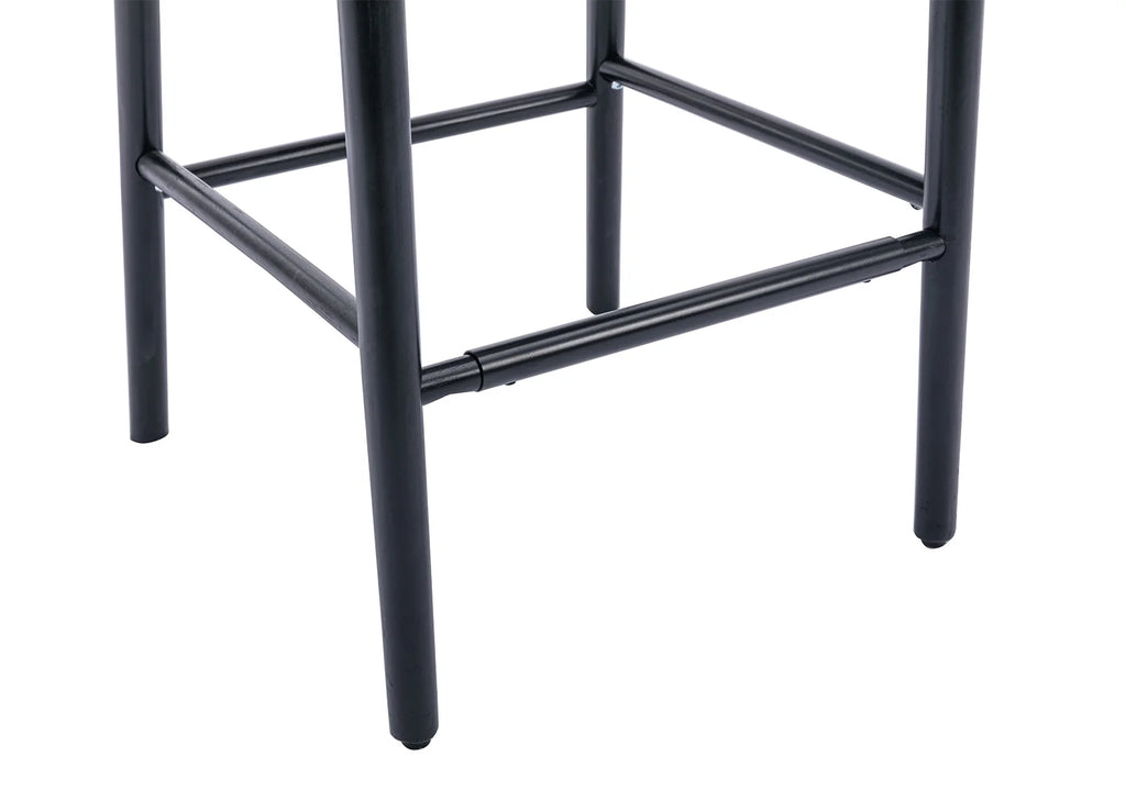 Guyou Modern Bar Stools Set of 2, 26" Counter Height Bar Stools with Natural Rattan Back and Solid Wood Frame, Sherpa Upholstered Kitchen Island Chairs for Bar Island Cafe Kitchen, Black