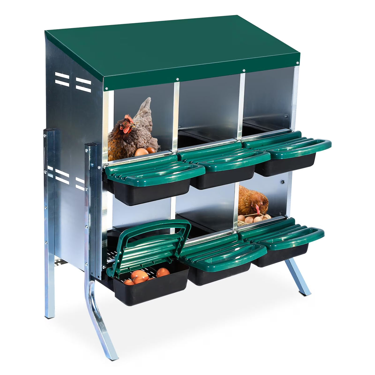 Chicken Nesting Box, 6/8/10 Compartment Nesting Box, Heavy Duty Chicken Coop Nesting Box with Removable Tray, Metal Chicken Laying Box for Chicken