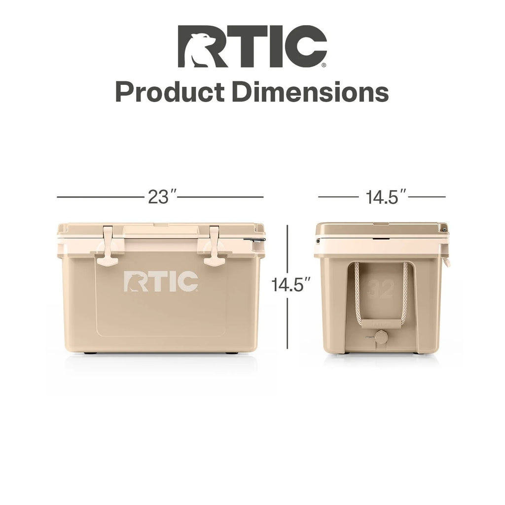 RTIC 32 QT Ultra-Light Hard-Sided Ice Chest Cooler, Fits 48 Cans, Dark Grey & Cool Grey