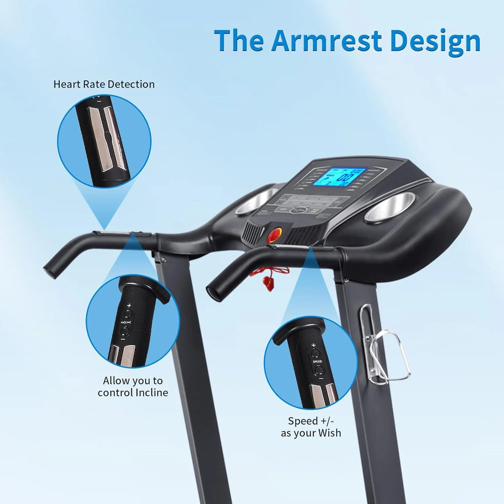Treadmill with Incline Folding with 12 Level Automatic Incline 2.5hp Power 8.5mhp Speed Running Machine 15 Preset Training Program Electric Treadmill for Home Use