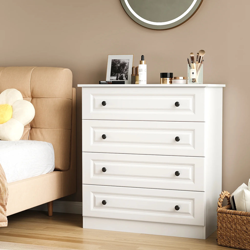 IDEALSOUL Dresser, Black Dresser Tall dresser with Large Storage Space, 4 Drawer Dresser for Bedroom, Hallway, Entryway