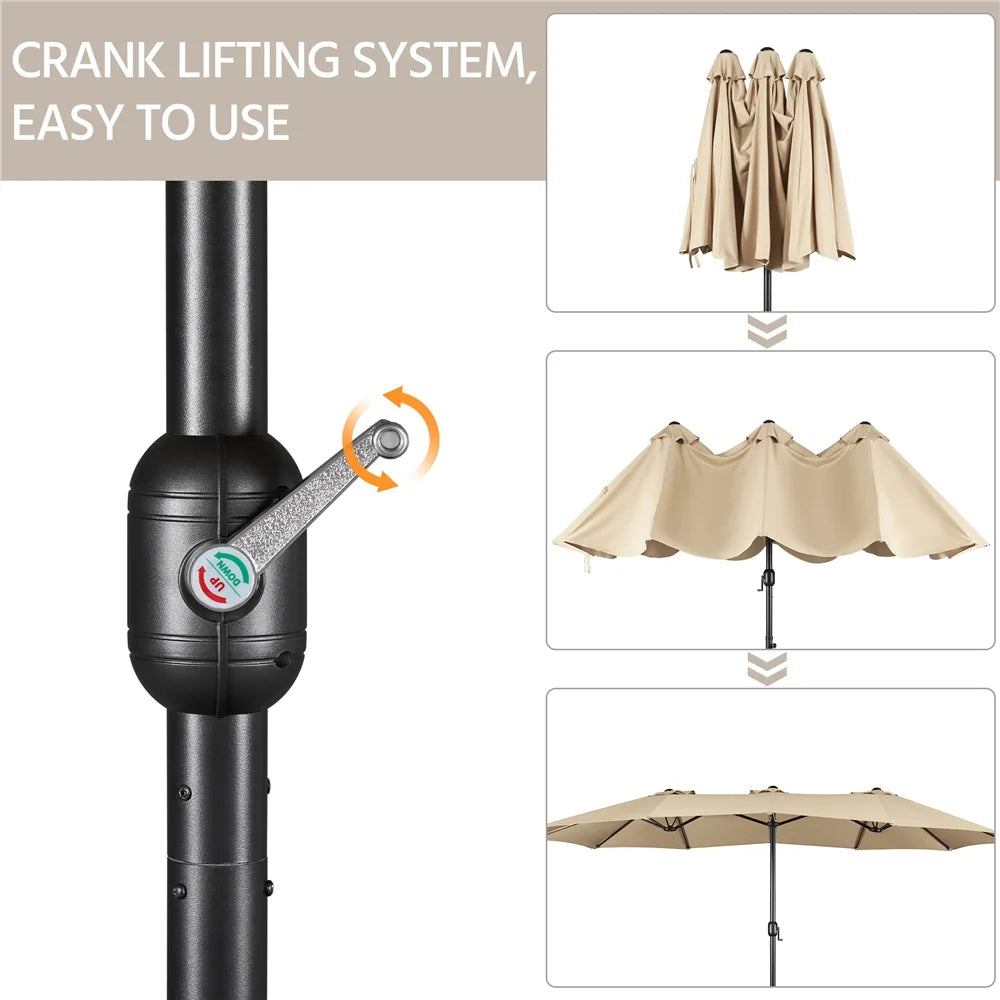Topeakmart 13ft Patio Parasol Canopy with Crank, Tan