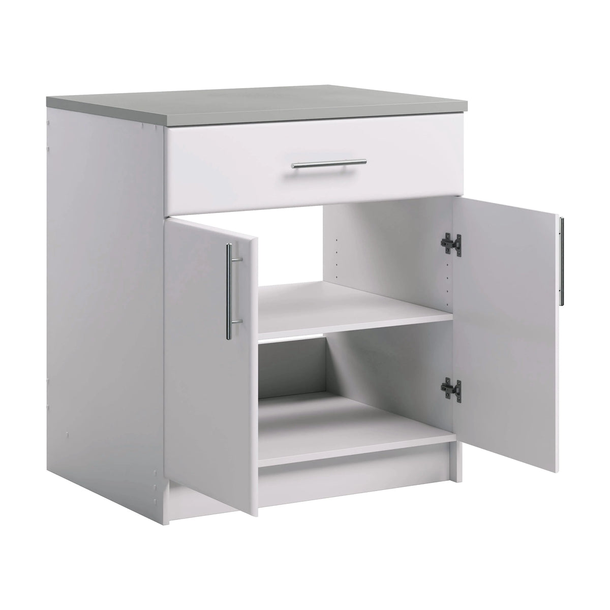 Prepac Elite 36" Tall Storage Cabinet with Doors and Shelves, Multipurpose Garage Cabinet with Large Drawer and Adjustable Shelf, Open Back Storage Furniture for Kitchen, Laundry Room, Garage, White