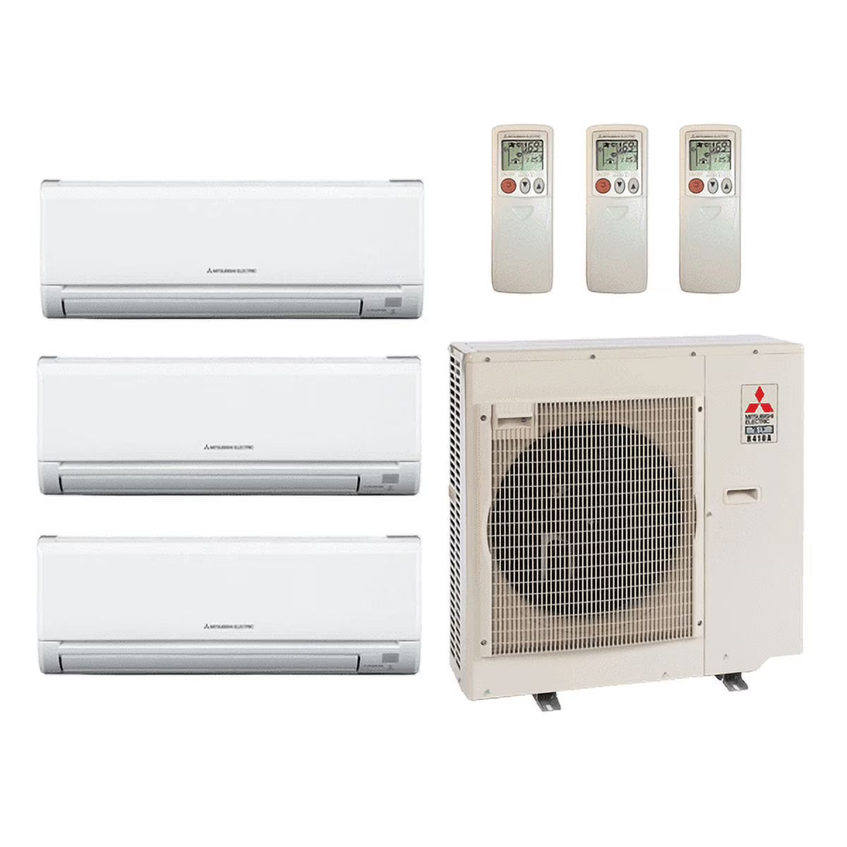 Mitsubishi 30,000 Btu 19 Seer 4-Zone Ductless Mini Split Heat Pump System - 6K-6K-6K-12K - MXZ4C36NA - (3) MSZGL06NA - MSZGL12NA
