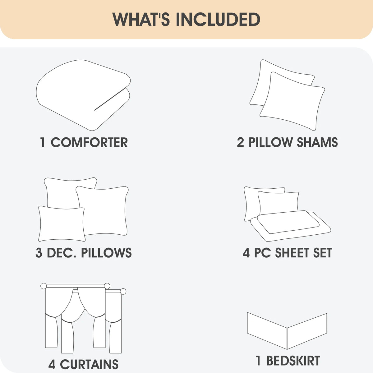 Lanco Luxury 7 Piece Cozy Boho Comforter Set Queen Beige Embroidered Girls Bedding, Premium Microfiber, All Season Home Décor