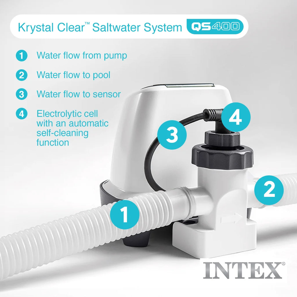 Intex 26661EG Krystal Clear Pool Small and Sleek Saltwater System, 110-120V