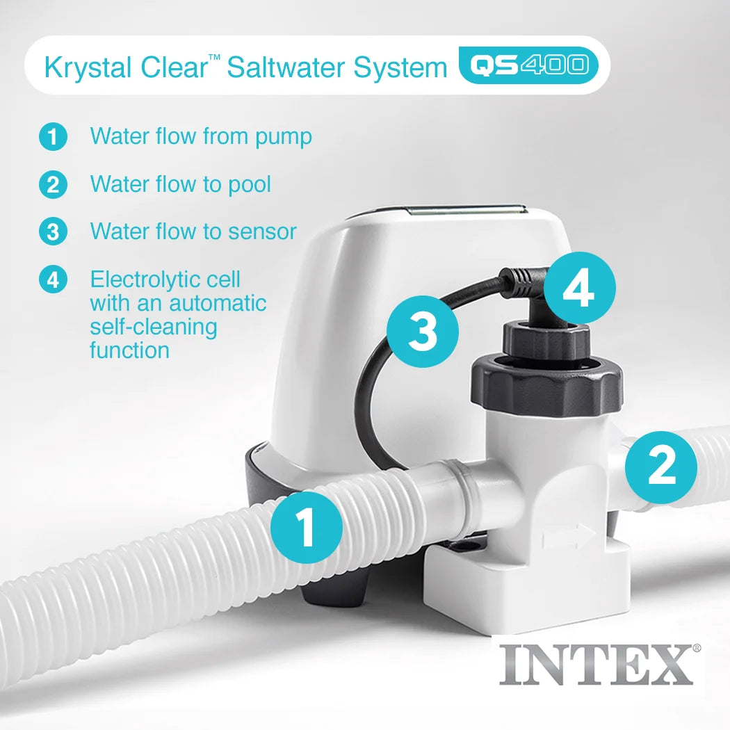 Intex 26661EG Krystal Clear Pool Small and Sleek Saltwater System, 110-120V