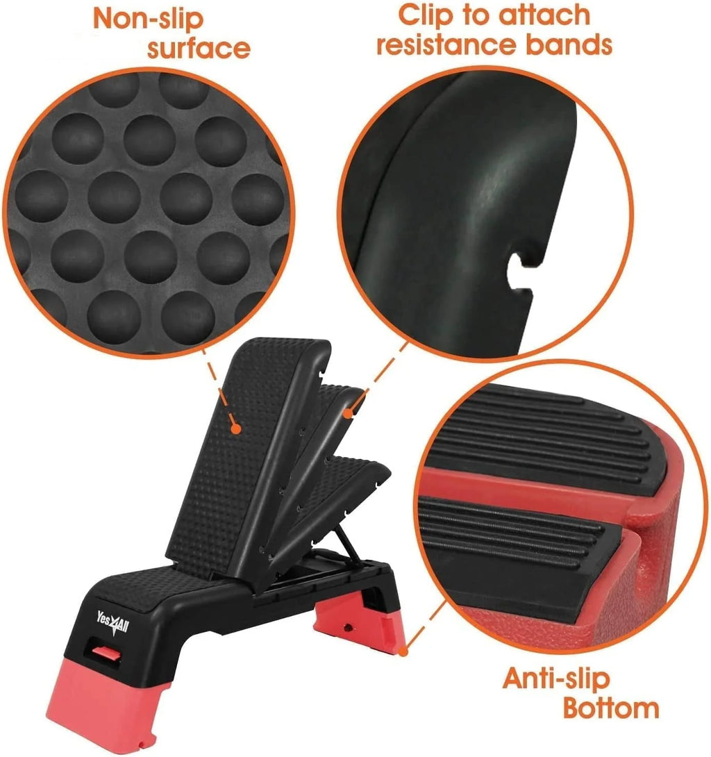 Yes4All Multifunctional Fitness Aerobic Step Platform and Aerobic Deck, Red and Black