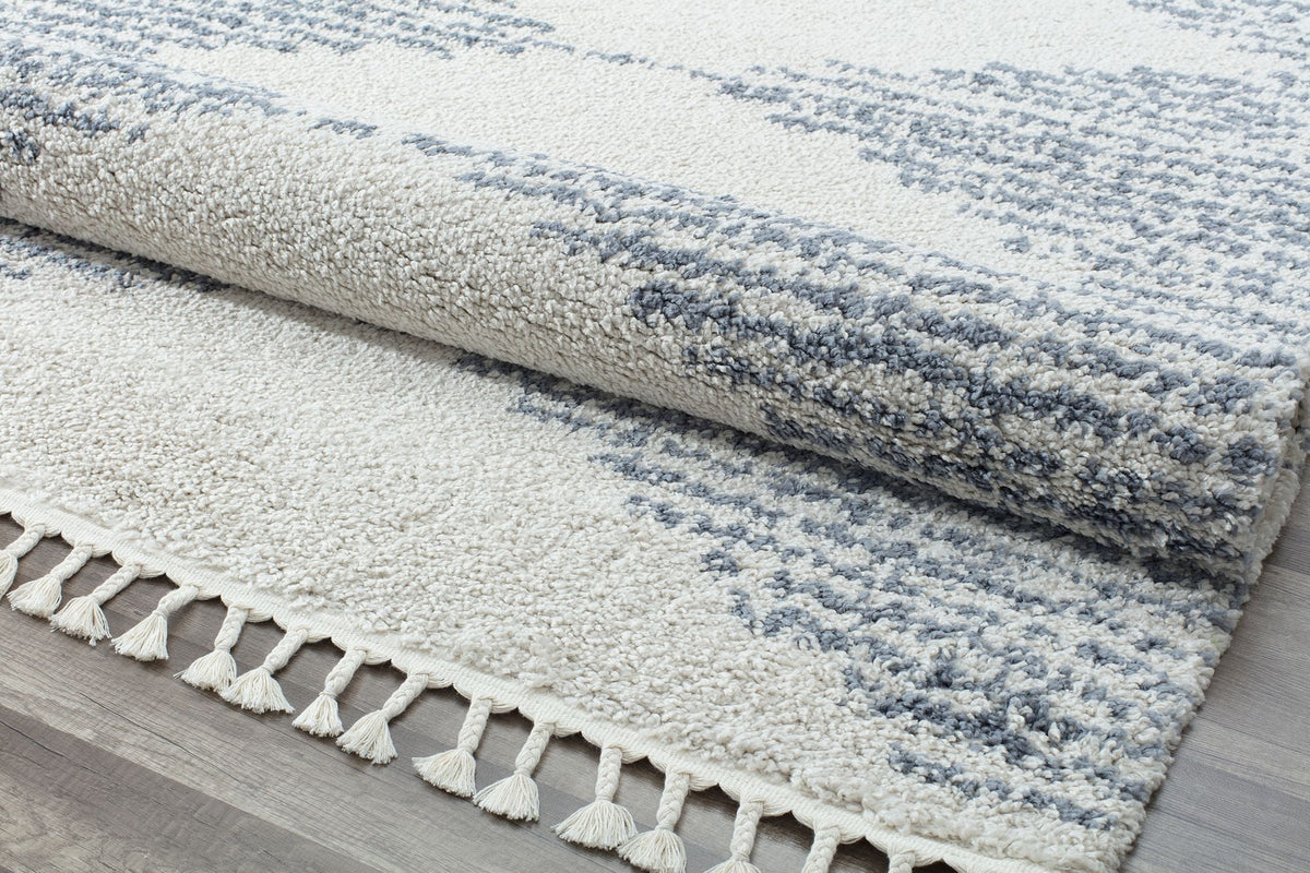Rugs America Moon Collection MS30A Moroccan Tribal Heath White Area Rug, 8'0"x10'0"