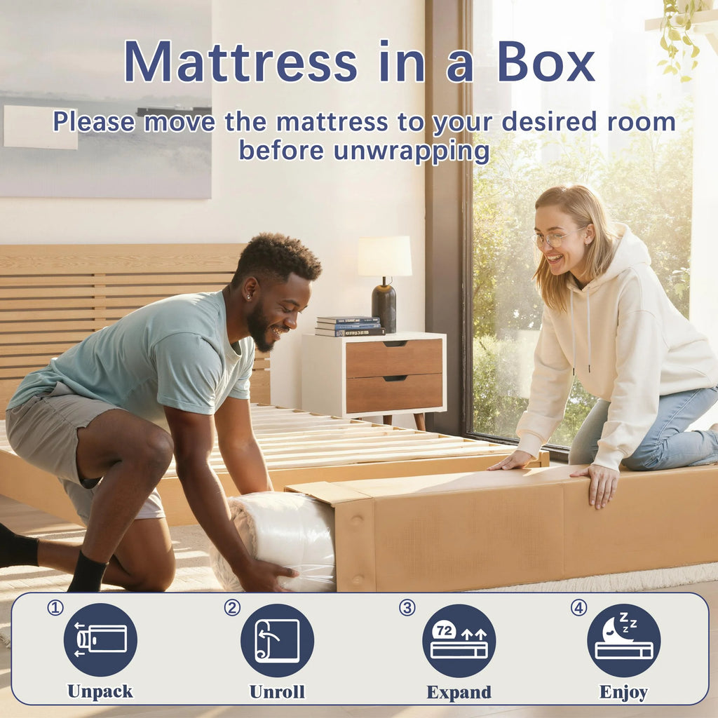 Twin Mattress, PAPROOS 12" Hybrid Memory Foam Mattress in a Box, Cool Individual Pocket Spring Twin Size Mattress with Breathable Knitted Fabric, Edge Support, Medium Firm Mattress, Blue