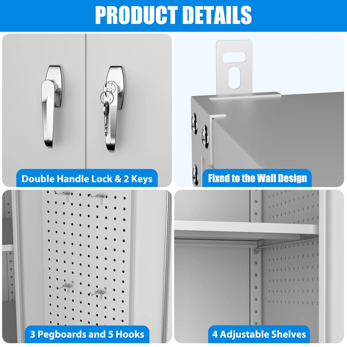 SUPEER 71" Metal Storage Cabinets with Wheels and Pegboards, Industrial Cabinet with 2 Drawers and 2 Adjustable Shelves,, Assembly Required