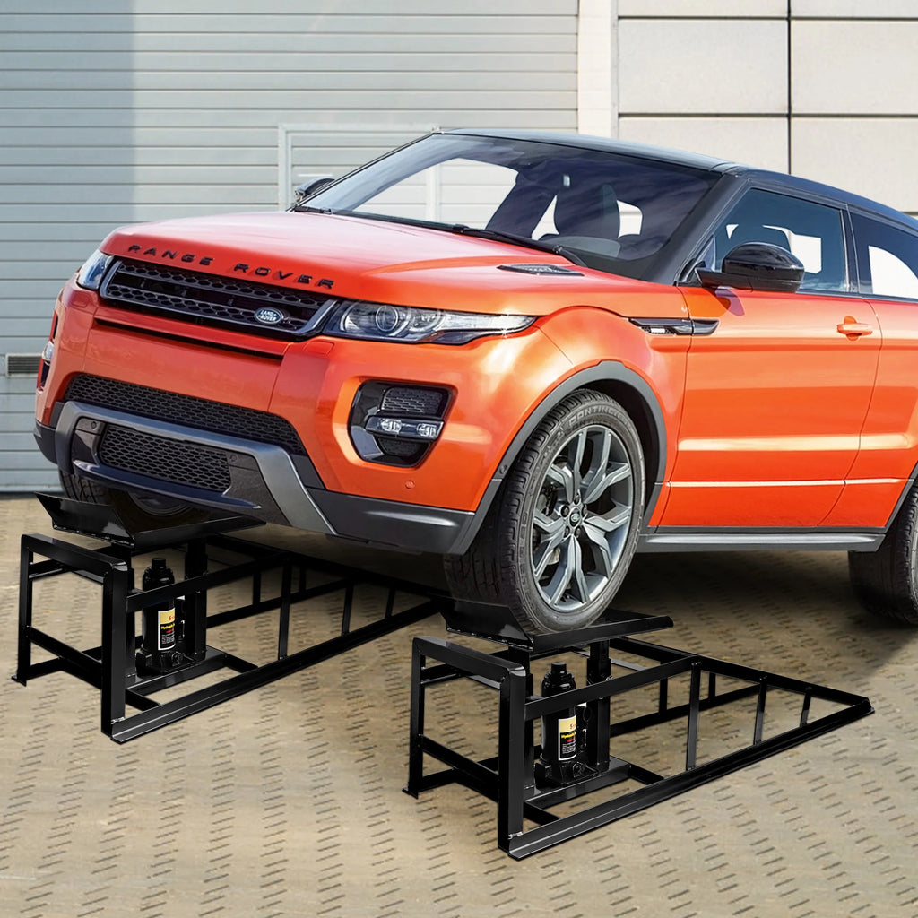 Lafati 2-Pack Hydraulic Car Ramps: Heavy-Duty Vehicle Ramps with 5T / 10000lbs Jack Load Capacity, Portable Design for Effortless Oil Changes and Car Lifts