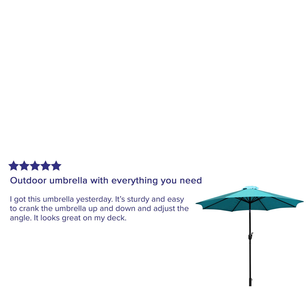 Merrick Lane Patio Umbrella with Base - 9' Tan Polyester Patio Umbrella - 30+ UV Protection - Waterproof Black Cement Base with 1.5" Diameter Aluminum Pole