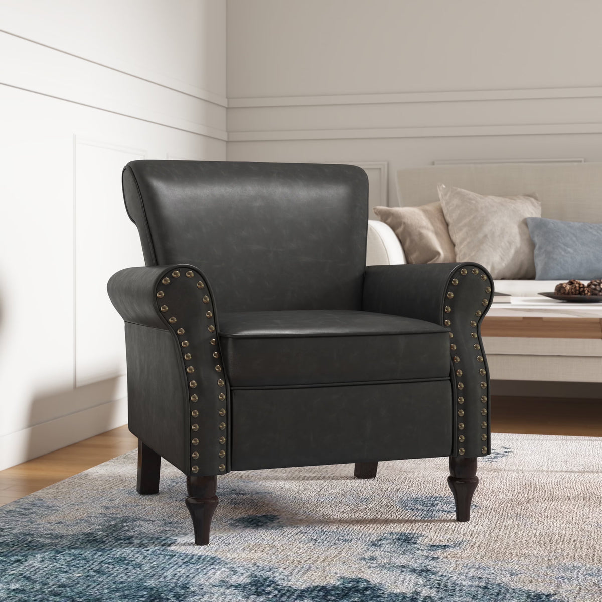 DREAMSIDEA Accent Chairs Upholstered Pattern Morden Armchair Comfy Linen Fabric Single Sofa for Living Room, Pattern White