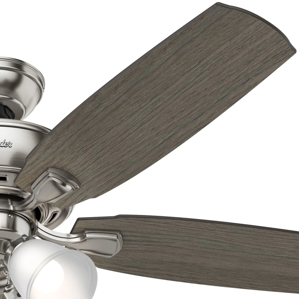 Hunter - Amberlin Indoor Ceiling Fan With Light, 52-inch, Brushed Nickel, Casual-style, 3-speed WhisperWind Motor, 53216, for Living Rooms, Bedrooms