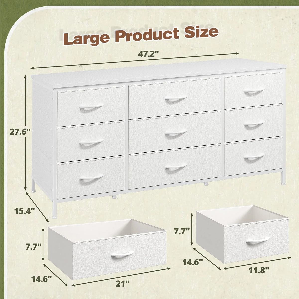 Wide Dresser TV Stand with 9 Drawers Dresser for Bedroom Chests of Drawers for Living Room, Black