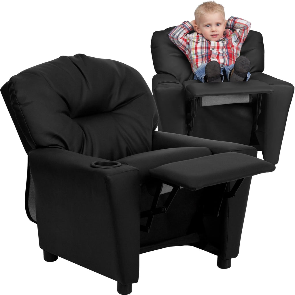 Lancaster Home Contemporary Kids Recliner with Cup Holder Brown Microfiber