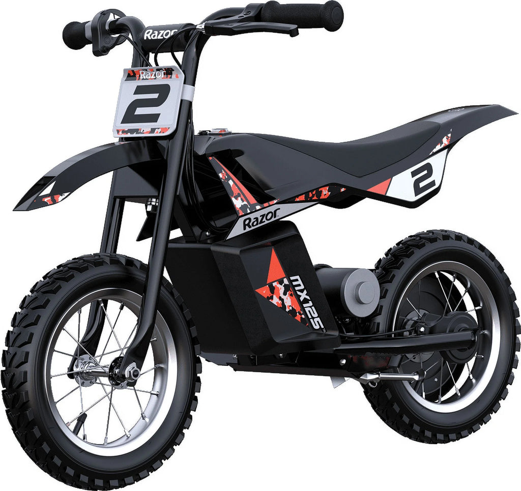 Razor Dirt Rocket MX125 Electric-Powered Dirt Bike - Black with Decal Included, for Child 5+