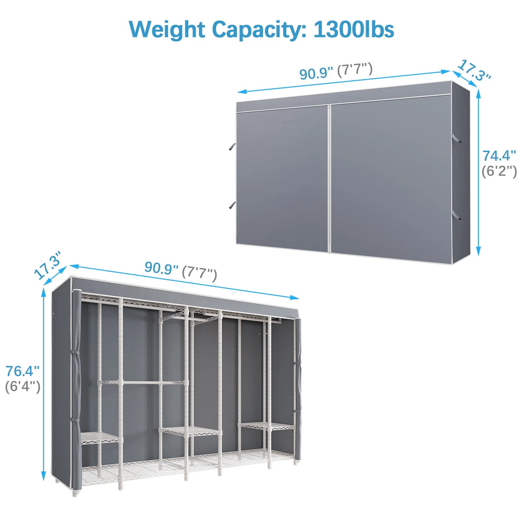 VIPEK V50 Extra Large Portable Closet Rack Bedroom Armoire Freestanding Wardrobe Closet, Heavy Duty Clothes Rack Multi-Functional Metal Clothing Rack for Hanging Clothes, Max Load 1300lbs, Black