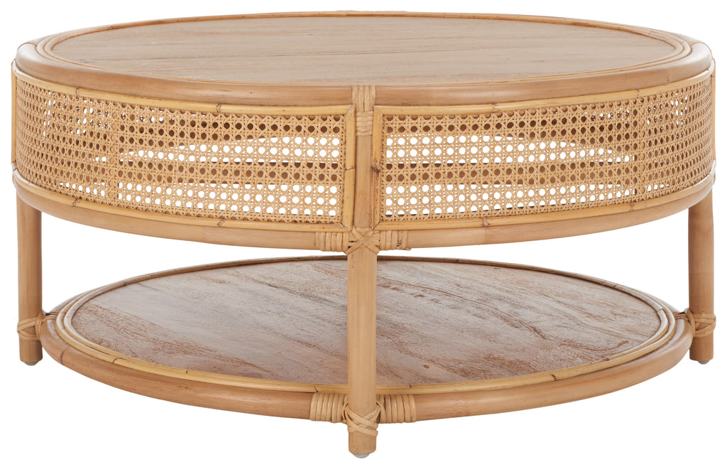 SAFAVIEH Modern Round Rattan Coffee Table, Natural