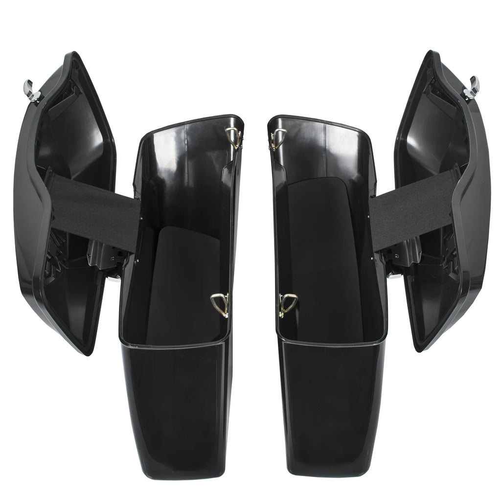Kojem Hard Saddle Bags for 1993 - 2013 Harley Road King Glide Vivid Black Lockable Saddlebags
