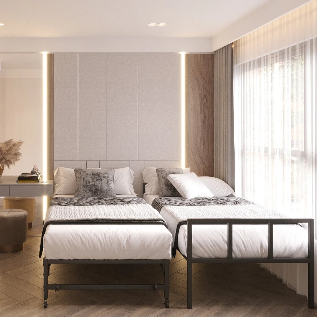 Milliard Twin Daybed and Fold-up Trundle Set, Frame - Mattresses Sold Separately (Black)