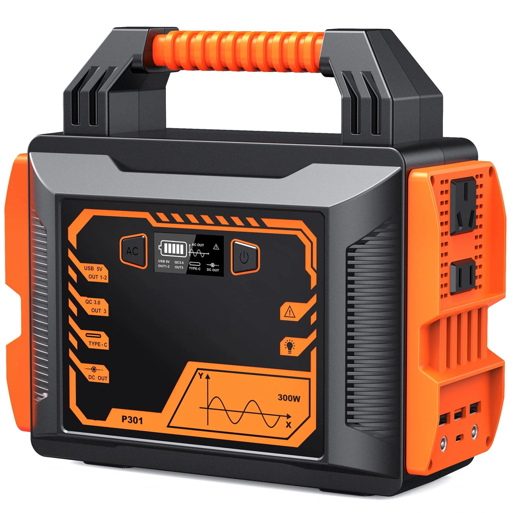 PRYMAX Portable Power Station 300W 296Wh 80000mAh, Peak 500W Rechargeable Lithium Battery Generator Home Emergency Backup